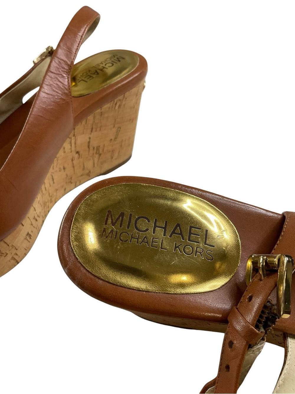MICHAEL Michael Kors Brown Cork Wedge Slingback Sandals - Picture 11 of 12